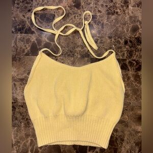 LA Hearts Butter Yellow Knit Halter Top
